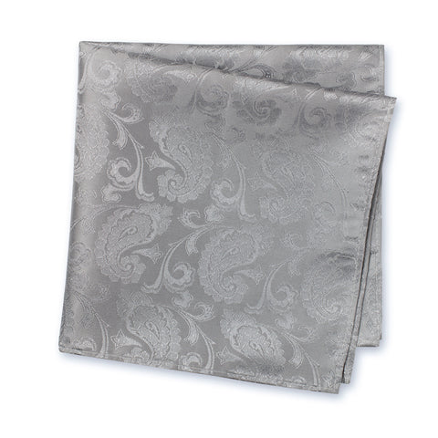 Classic Silver Paisley Silk Handkerchief