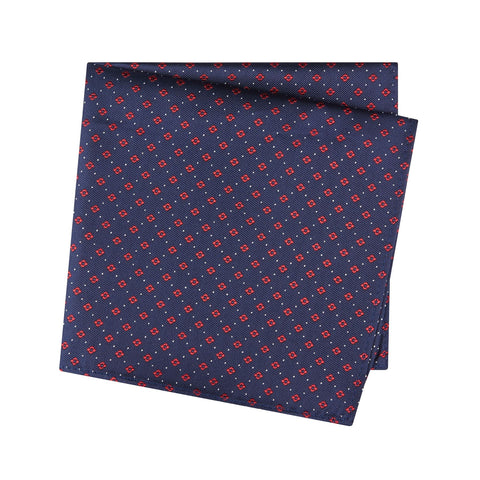 Navy & Red Flower Spot Silk Handkerchief