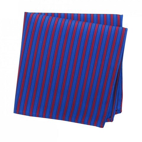 Blue & Red Striped Woven Silk Handkerchief