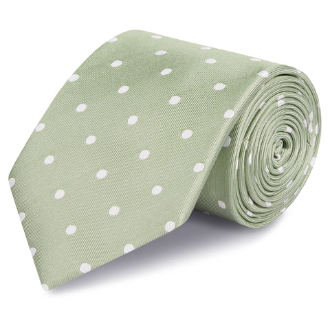 Green Polka Dot Woven Silk Tie