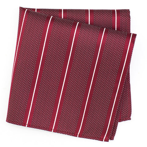 Dark Red Striped Micro Dot Silk Handkerchief