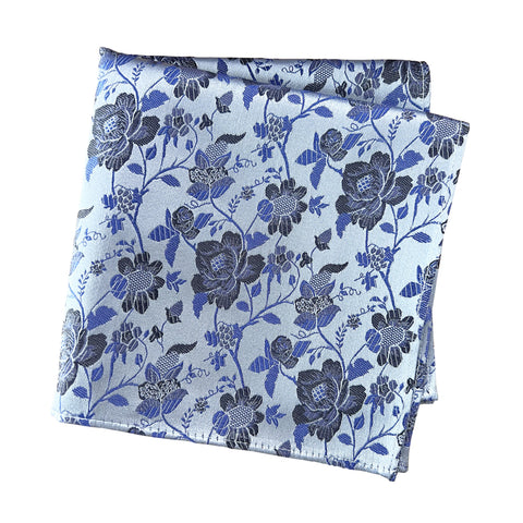 Blue & Navy Floral Silk Handkerchief