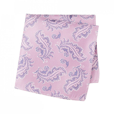 Pink Luxury Paisley Leaf Silk Handkerchief