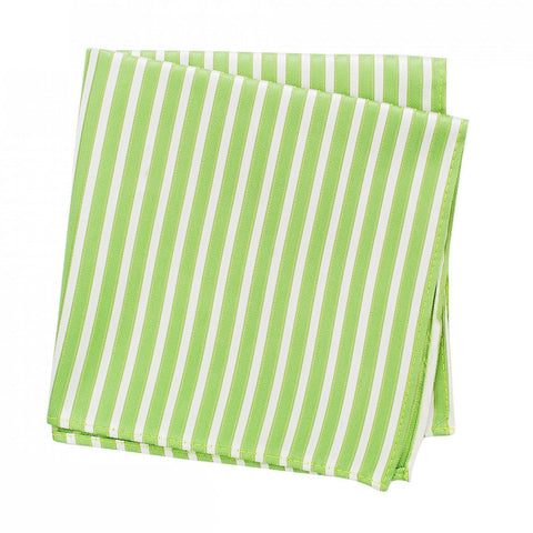 Green & White Striped Woven Silk Handkerchief