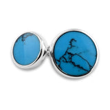 Sterling Silver Round Turquoise Cufflinks