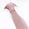 Pastel Pink Knitted Square Cut Silk Tie