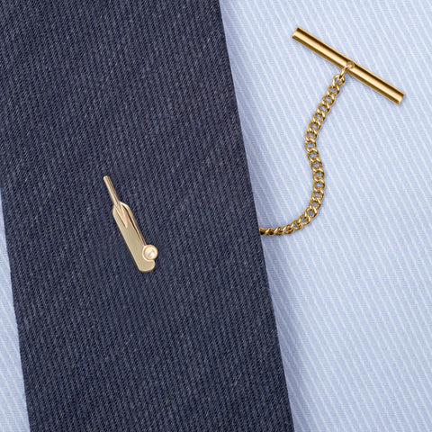 Gold 9ct Cricket Bat & Ball Tie Tack