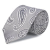 Silver Large Paisley Silk Tie