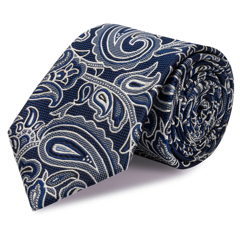 Blue Large Paisley Silk Tie