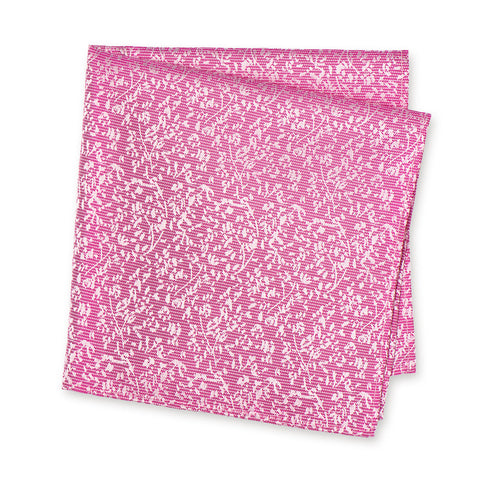 Pink Dainty Floral Woven Silk Handkerchief