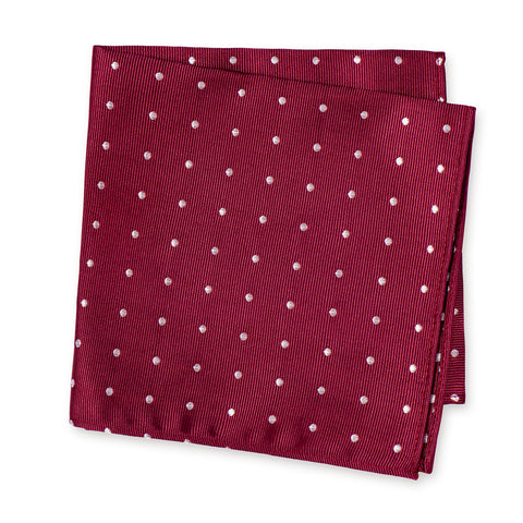 Burgundy Polka Dot Woven Silk Handkerchief