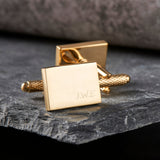 Gold Rectangle Initial Cufflinks