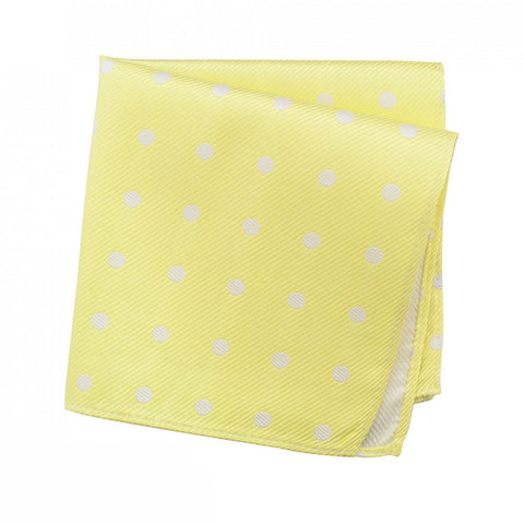 Yellow Silk Handkerchief With White Polka Dots