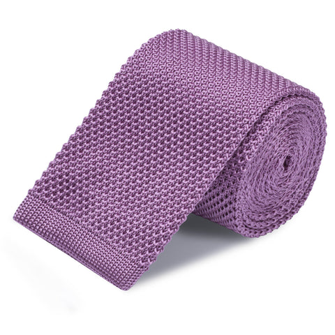 Purple Knitted Square Cut Silk Tie