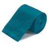 Turquoise Knitted Square Cut Silk Tie