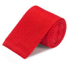 Bright Red Knitted Square Cut Silk Tie