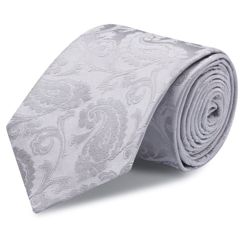 Classic Silver Paisley Silk Tie