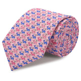 Pink Whales Luxury Printed Silk Tie