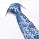 Blue & Navy Floral Woven Silk Tie