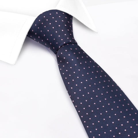 Navy & Pink Micro Spot Silk Tie