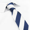 Silver & Navy Woven Striped Slim Silk Tie