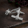 Silver Crystal Tube Cufflinks