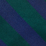 Dark Green & Navy Woven Striped Silk Tie