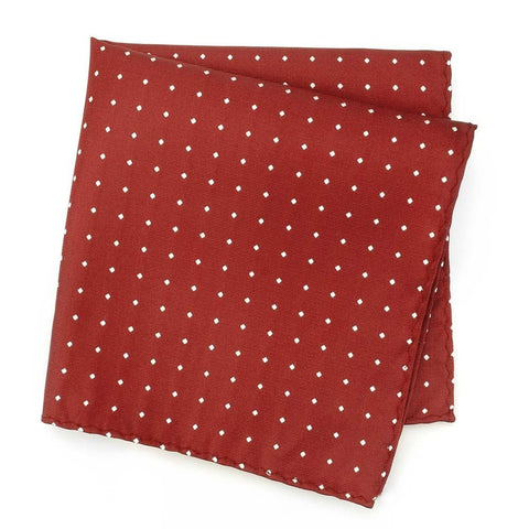 Red Polka Dot Woven Silk Handkerchief