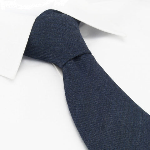 Plain Navy Wool Mix Tie