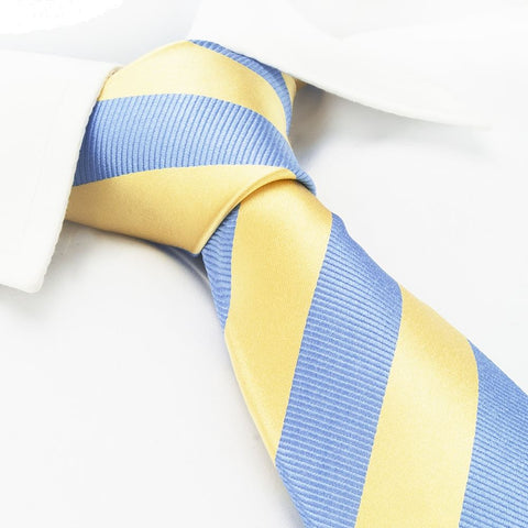 Yellow & Blue Woven Striped Silk Tie