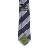 Navy & White Textured Classic Striped Silk Tie
