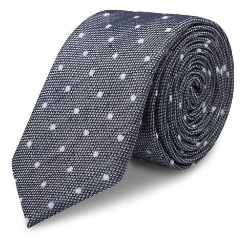 Navy Soft Touch Slim Spot Tie