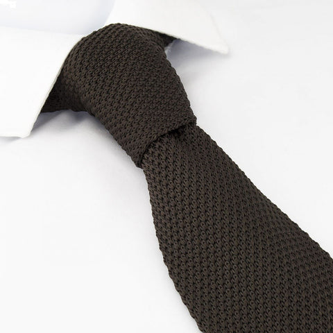 Brown Knitted Square Cut Tie