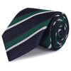 Dark Green, Navy & White Classic Club Stripe Silk Tie
