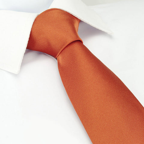 Plain Burnt Orange Silk Tie