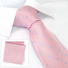 Pink & Blue Polka Dot Silk Tie & Handkerchief Set