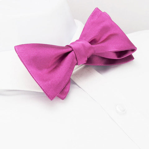 Self-Tie Plain Fuchsia Silk Bow Tie