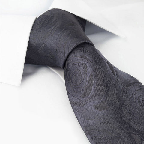 Grey Rose Luxury Woven Silk Tie