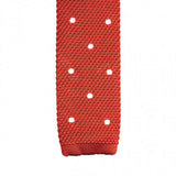 Burnt Orange Polka Dot Knitted Square Cut Tie