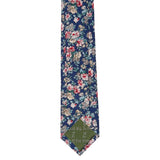 Blue Printed Floral Cotton Slim Tie