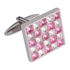 Pink and White Multi Crystal Squares Cufflinks