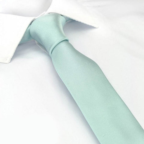 Plain Cyan Slim Silk Tie