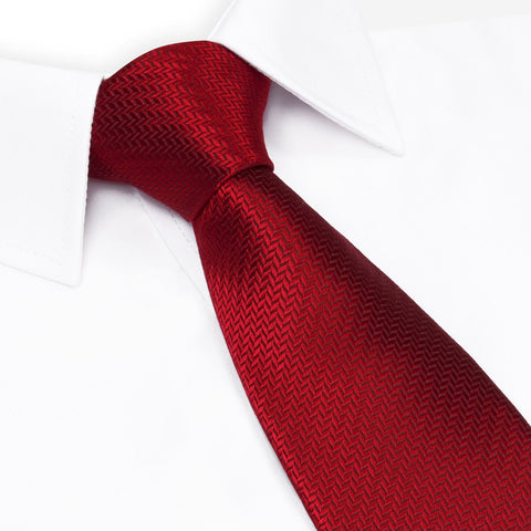 Red Herringbone Silk Tie