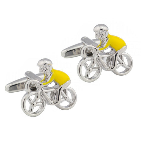 Yellow Jersey Cyclist Cufflinks