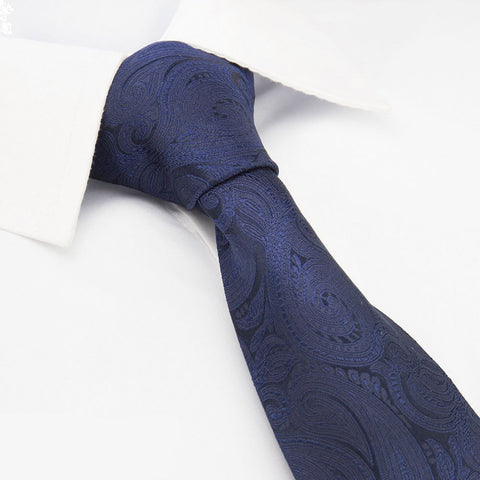 Navy Paisley Woven Silk Tie