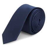 Plain Light Navy Slim Silk Tie