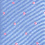 Blue & Pink Polka Dot Woven Slim Silk Tie