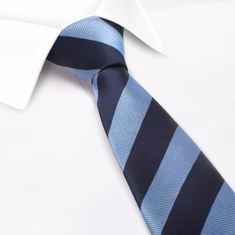 Navy & Blue Striped Silk Tie