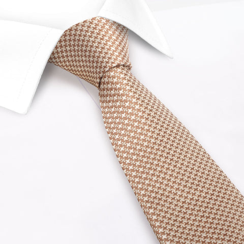 Bronze & Cream Dogtooth Silk Tie