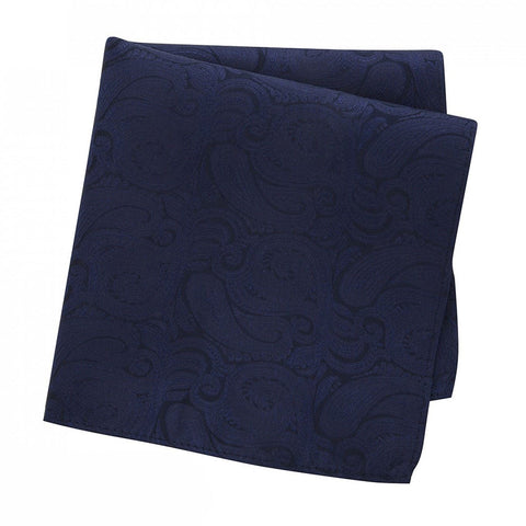 Navy Paisley Woven Silk Handkerchief